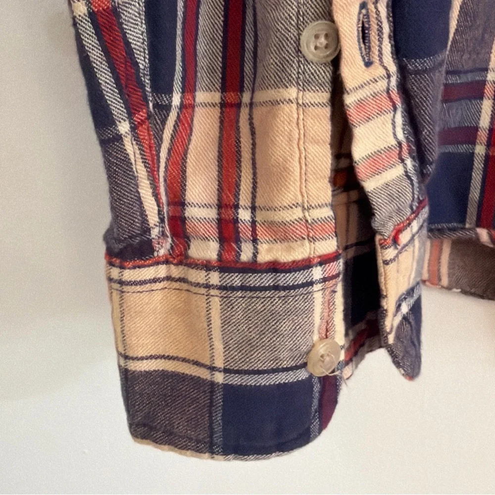 Marine Layer Shirt Mens Small Multicolor Plaid Flannel Cotton Pleated Button Up - Picture 4 of 8